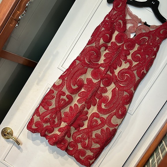 NBD Red Embroidery over Nude Dress-NWT-sz Large - Picture 4 of 15